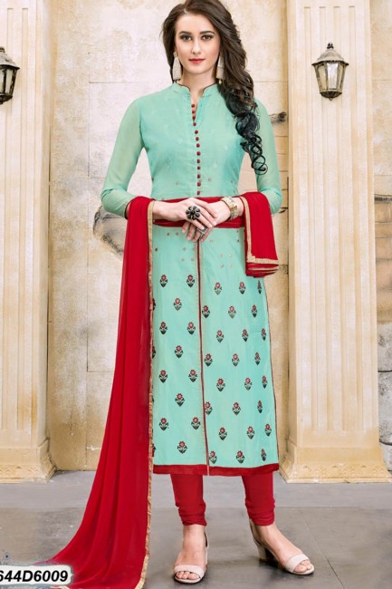 costume couleur turquoise Chanderi churidar