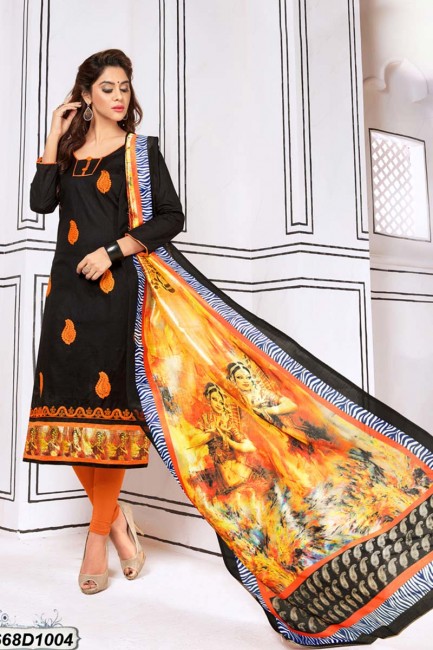 couleur noire khadi costume churidar coton