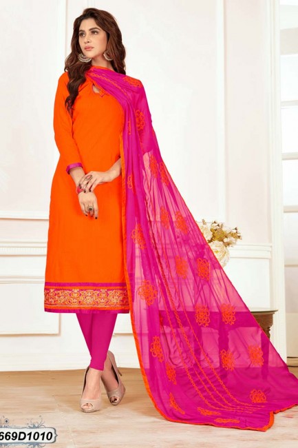 costume coton orange khadi churidar