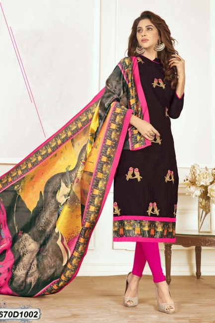 couleur noire khadi costume churidar coton