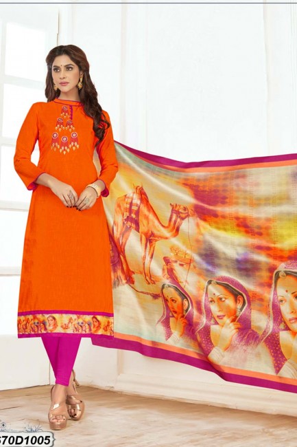 costume coton orange khadi churidar