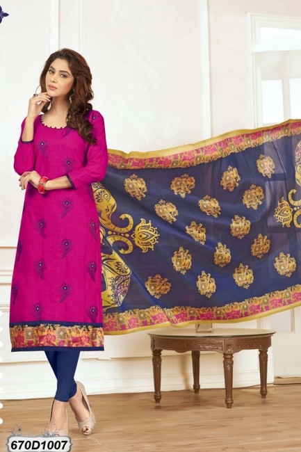couleur rose khadi costume churidar coton