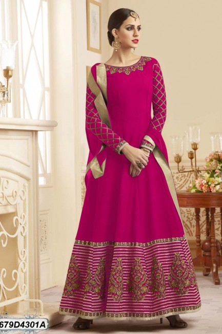 costume coton couleur rose Anarkali