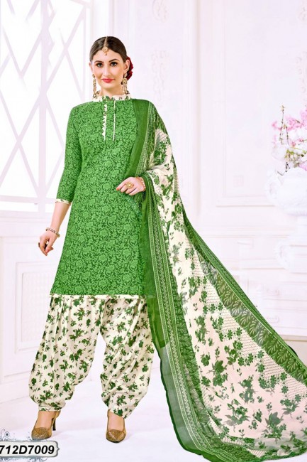 costume coton couleur vert Patiala
