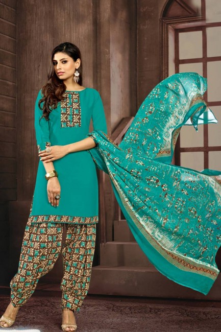costume coton couleur turquoise Patiala