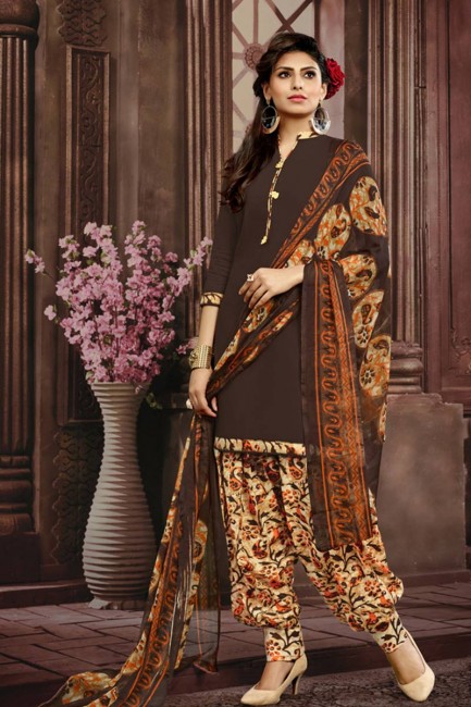 costume coton couleur brun Patiala