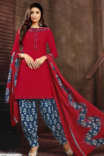 costume coton couleur rouge Patiala