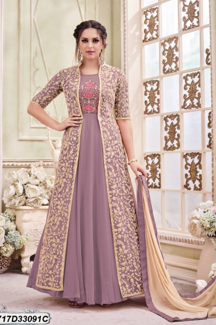 couleur violette interne: georgette; Veste: costume Anarkali net