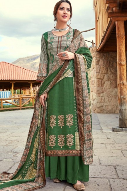 Jacquard vert et costume s de palais pashmina pur