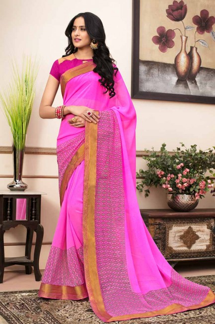 poudre de couleur rose georgette sari