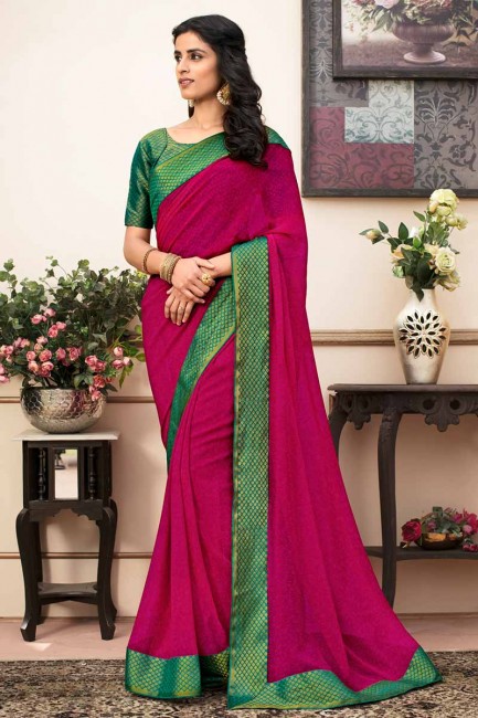 couleur rose foncé georgette sari