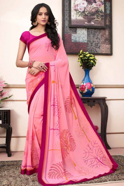 bébé couleur rose georgette sari