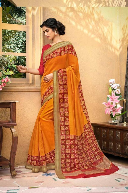 orange art Chanderi saris en soie