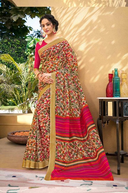 multi couleur art Chanderi saris en soie