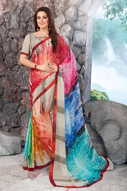 georgette couleur multi sari