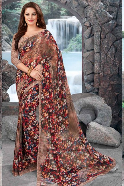 georgette couleur multi sari