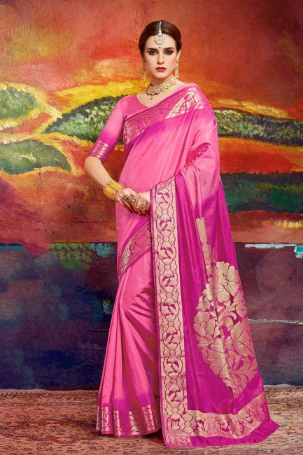 art nylon couleur rose saris en soie
