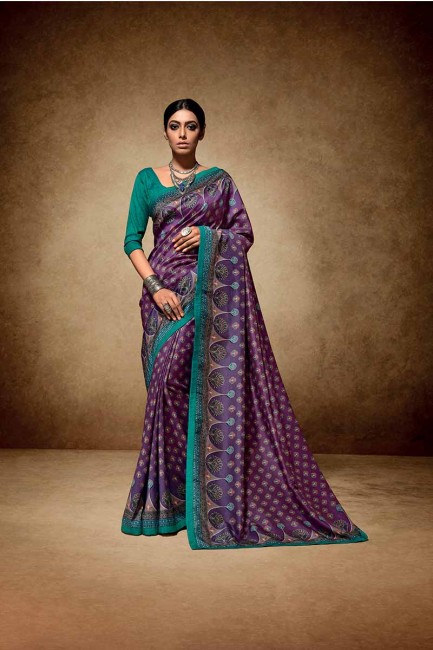 couleur pourpre tussar sari de soie art