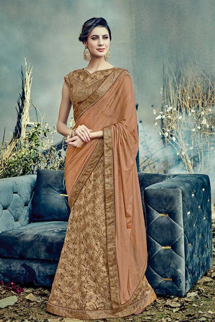 net fantaisie couleur brune et lycra sari