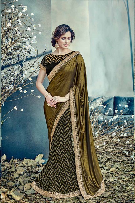 fantaisie couleur dorée et noir net et sari lycra