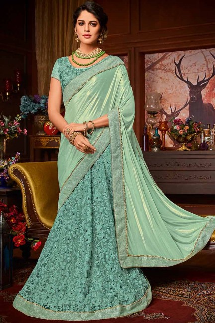couleur bleu aqua tissu fantaisie importés & sari net