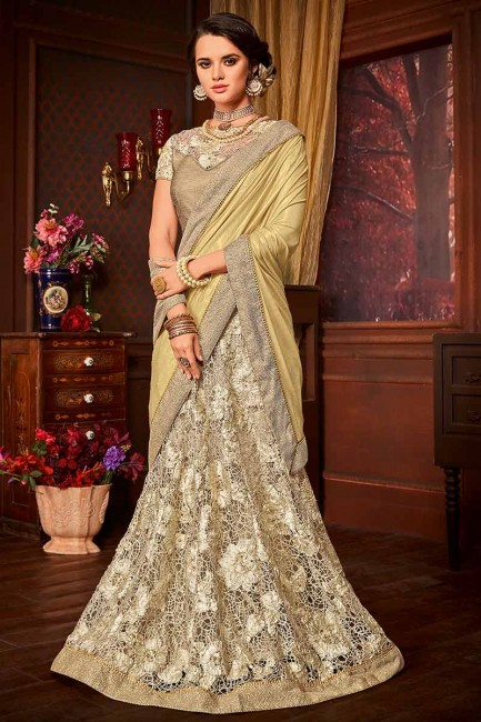 or et couleur crème importée tissu fantaisie et sari net