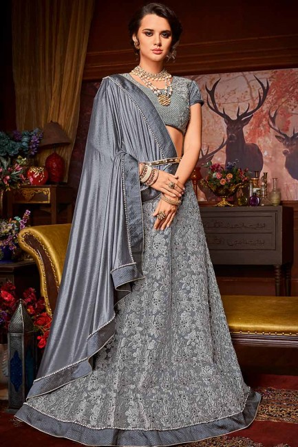 couleur gris tissu fantaisie importés & sari net