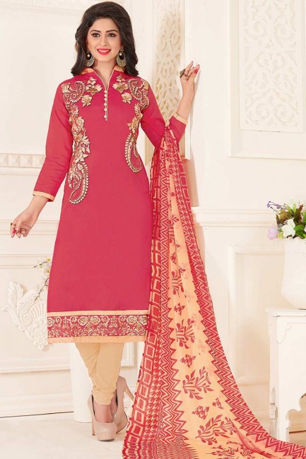 costume de couleur rose Chanderi churidar