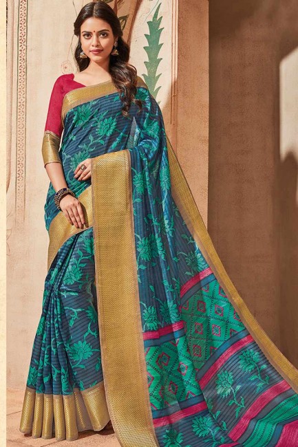 couleur bleue sari de soie art