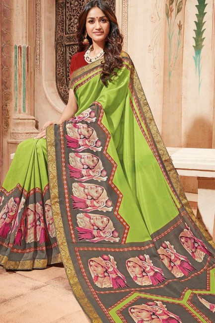art couleur vert clair saris en soie