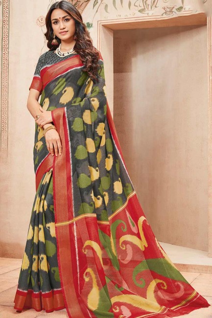 couleur gris foncé art saris en soie