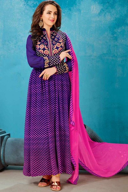 couleur violette georgette Anarkali costume 