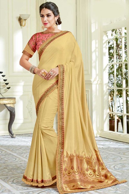 couleur beige doux sari de soie