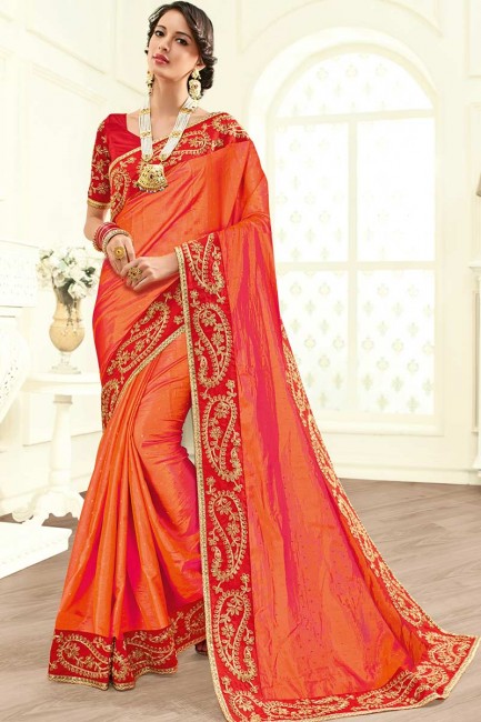 papier orange art saris en soie