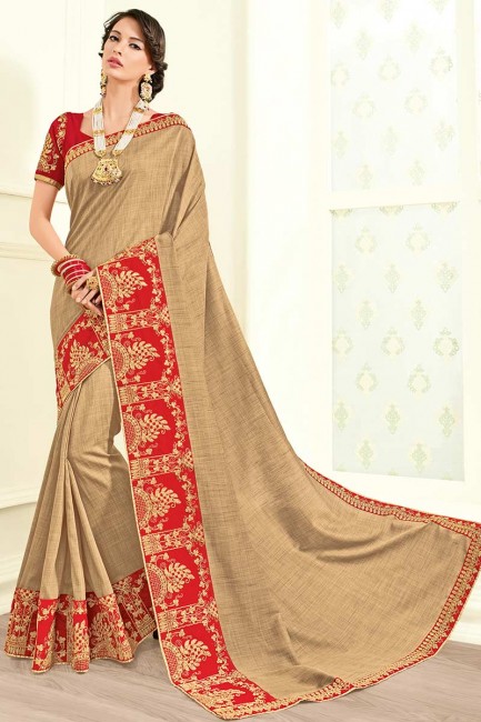 faux georgette sari couleur beige