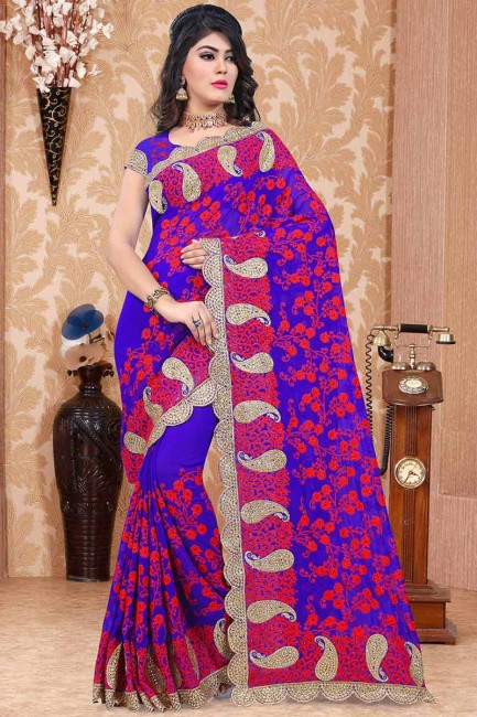 couleur violette georgette sari