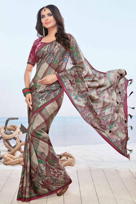coton multi couleur khadi sari