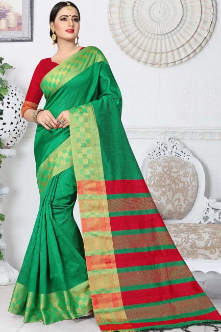 couleur verte kanjivaram sari de soie art
