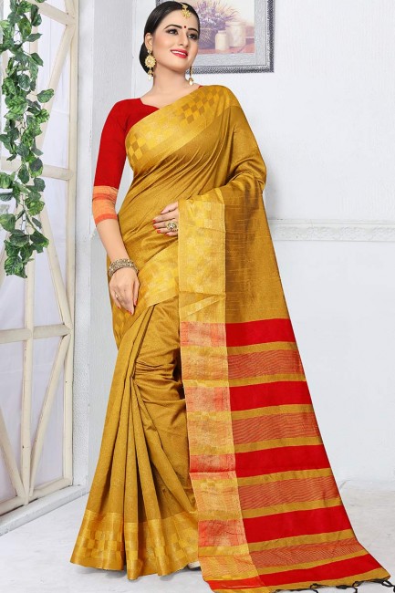 couleur jaune musturd kanjivaram sari de soie art
