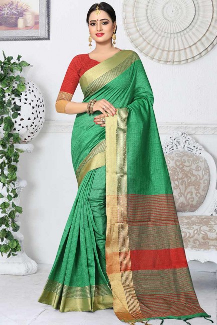 couleur verte mer kanjivaram sari de soie art