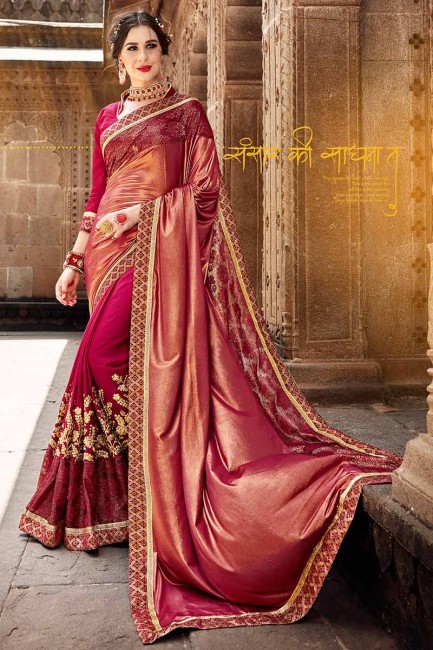 lycra couleur rose magenta et georgette sari