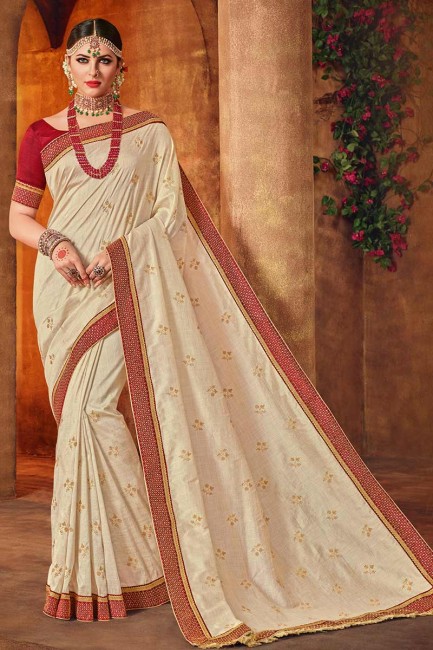 blanc cassé couleur sari de soie d'art