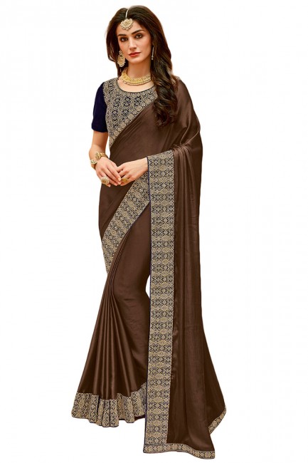 satin couleur brun clair saris en soie