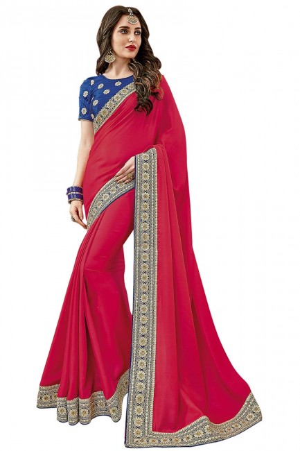 sombre sari de soie satin couleur rose