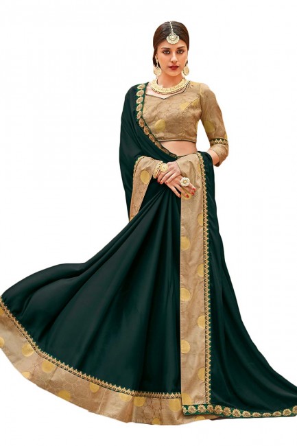 couleur vert sapin satin de soie sari