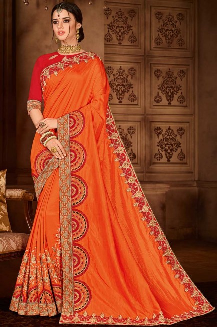 orange sari de soie art