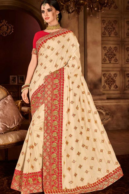 blanc cassé couleur sari de soie d'art