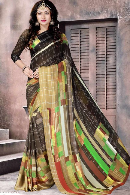 couleur noire et plusieurs satin de soie sari