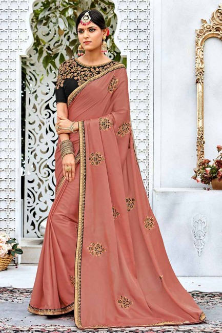 couleur vieux rose doux sari de soie