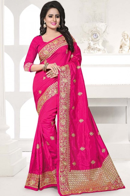 couleur rose foncé art saris en soie